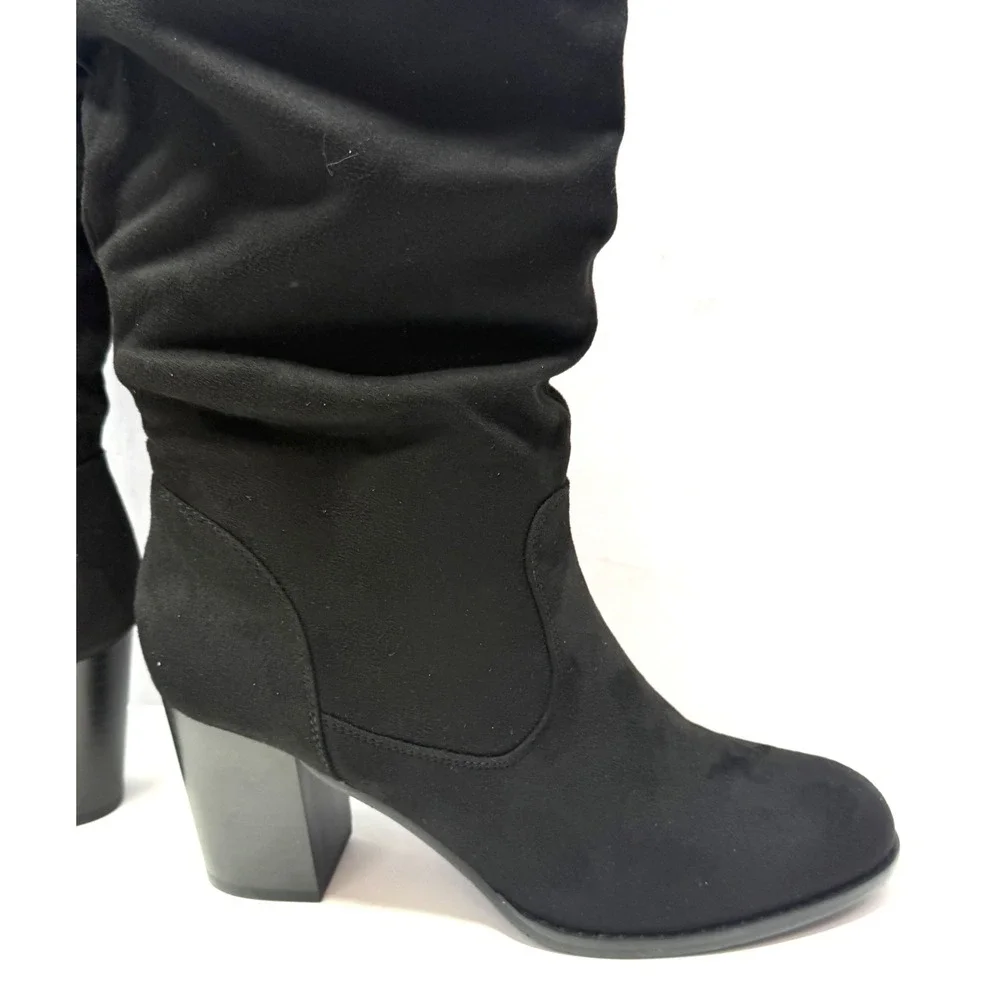 Journee Collection Women Kaison Stacked Heel Over The Knee Boots Black 8.5M NWT